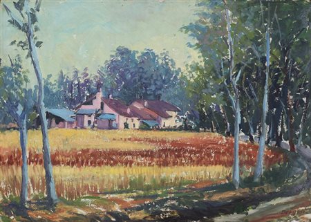 BERGESIO GIORGIO (1919 1975), Paesaggio, Olio su cartone Anno 1970 Dim....