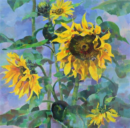 LIPEC VLADIMIR, Girasoli, Tempera su carta Anno 1999 Dim. 50x49,5 Firmato in...