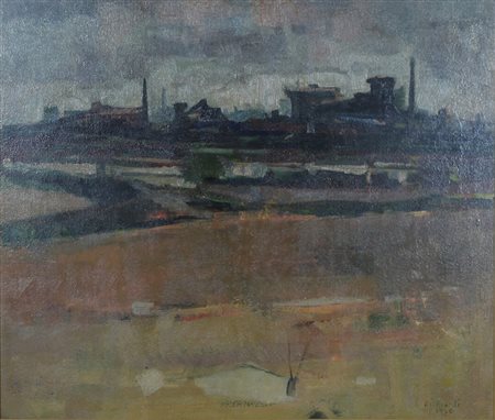 RICHIARDI LUCIANO (TORINO 1921), Smog, Olio su tavola Anno 1970 Dim. 55x65 Al...