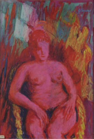 NAZARIO GAUDENZIO (VERCELLI 1934), Nudo rosa, Pastelli a olio su cartoncino...