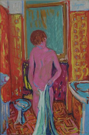 NAZARIO GAUDENZIO (VERCELLI 1934), Toilette, Pastelli a olio su cartoncino...