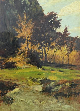 SCHWAB BRUNO, Autunno, Olio su tavola Anno 1981 Dim. 36,3x26 Firmato in basso...