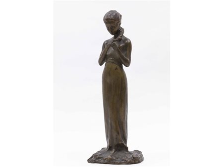 Paolo Troubetzkoy (1866-1938) Ragazza con treccia 46 cm Bronzo