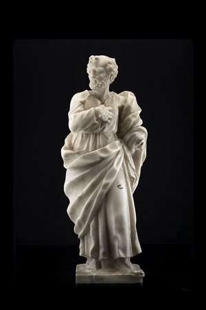 Scultore del secolo XVII "San Paolo" scultura in marmo poggiante su base...