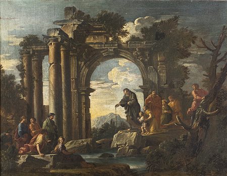 Giovanni Ghisolfi (Milano 1623 - Roma 1683)(attr.)Scena biblica con...
