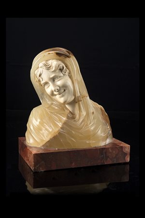 Alceo Dossena (Cremona 1878 - Roma 1937)"Volto femminile" scultura in...