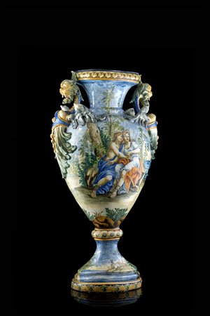 Manifattura del Centro Italia, secolo XIX. Vaso in maiolica decorato in...
