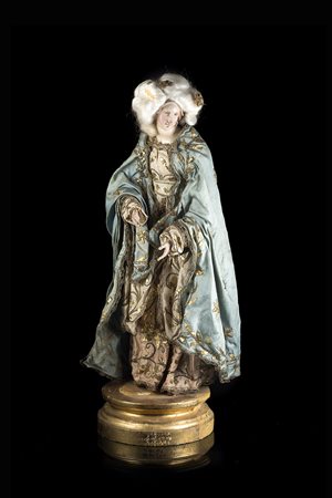 Arte napoletana, fine secolo XVIII. Figura da presepe con viso e arti in...