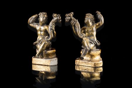 Scultore del secolo XVII "Figure allegoriche" due gruppi in bronzo (h. cm 7)...
