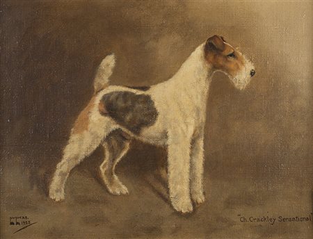 W. Lucas "Fox Terrier. Ch. Crackley Sensational" olio su tela applicata su...