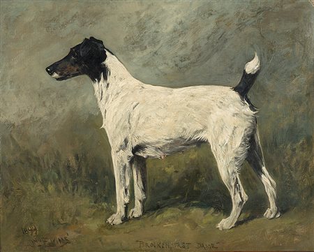 John Emms (Norfolk 1843 - Lyndhurst 1912)"Fox Terrier. Broken Hurst Dame...