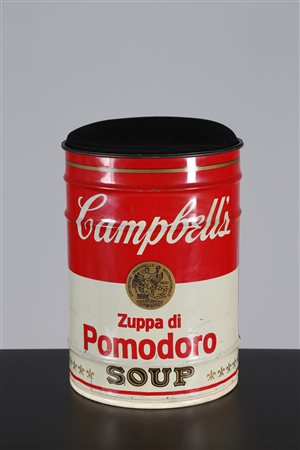 GAVINA SIMON Bidone Campbell soap in latta verniciata, omaggio a Andy Warhol,...