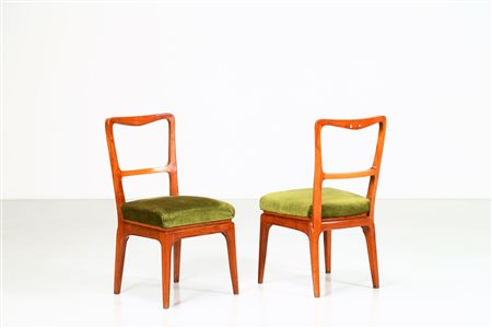 BUFFA PAOLO (1903 - 1970) Coppia di sedie in ciliegio e tessuto, anni 40. -....