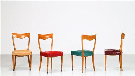 MANIFATTURA ITALIANA Quattro sedie in legno e sky, anni 50. -. Cm 48,00 x...
