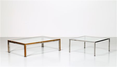 REGA ROMEO (1904 - 1968) Coppia di tavolini in metallo cromato ottone e...