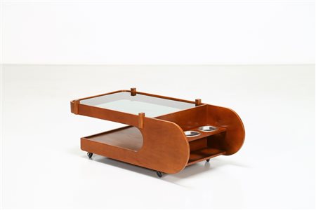 MANIFATTURA ITALIANA Tavolino da caffè e bar, in legno alluminio e vetro,...
