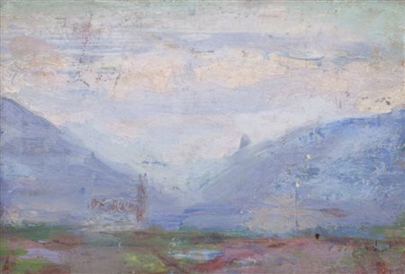 ARTURO TOSI (1871-1956) Montagna blu (prima metà anni Dieci)olio su tavola cm...
