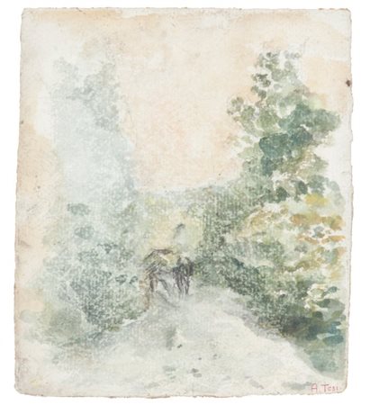 ARTURO TOSI (1871-1956) A passeggio nei boschi 1914-15acquarello su carta cm...