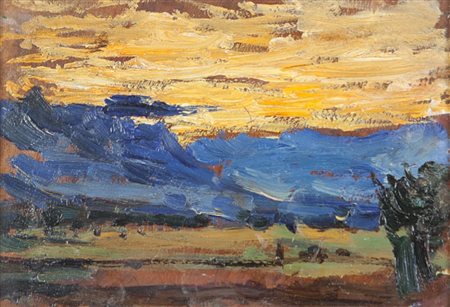 ARTURO TOSI (1871-1956) Paesaggio con cielo giallo (primi anni del...