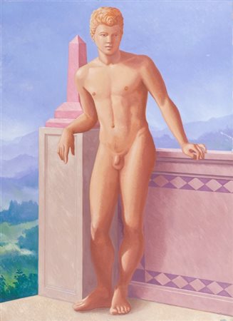 CARLO BERTOCCI (1946-) Idolino 1987olio su tela cm 110x80firmato in basso a...