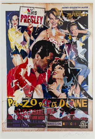 MIMMO ROTELLA (1918-2006)Pazzo per le donneMultiplo décollagecm 100x70Firma e...