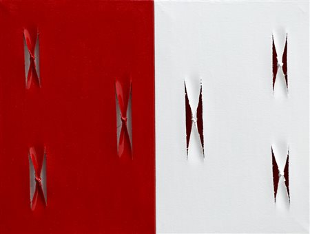 CALOGERO SALEMI (1966)Squarci di bianco e rosso, 2018Tecnica mista su dittico...