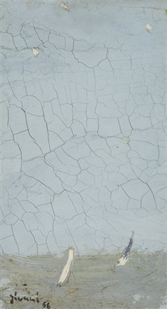 PIERO GIUNNI (1912-2000)Cielo alto, 1966Olio su tavolacm 31x18Firma e...