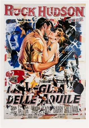 MIMMO ROTELLA (1918-2006)La veglia delle aquile Multiplo décollagecm...