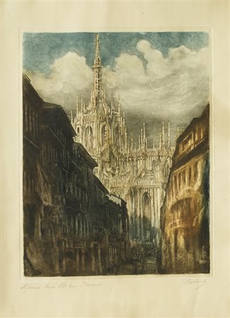 FEDERICO MARIONI (1866-1938)Milano Corso Vittorio Emanuele - DuomoAcquaforte,...