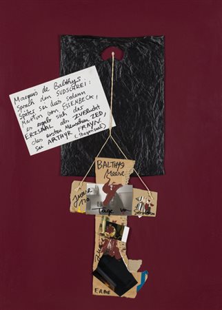 JONATHAN MEESE (1970)BalthysBorsa di plastica, corda, tecnica mista su carta,...