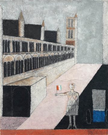 Franco Gentilini Faenza (Ra) 1909 - Roma 1981 Ricordo di Ferrara, 1960 Olio...