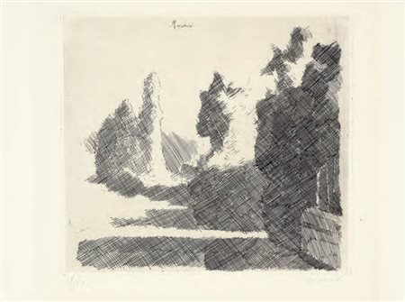 Giorgio Morandi Bologna 1890 - 1964 Paesaggio, 1930 ca. Acquaforte su rame,...