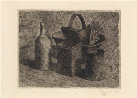 Giorgio Morandi Bologna 1890 - 1964 Natura morta con il cestino del pane...