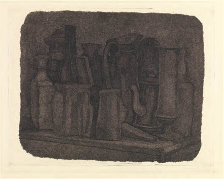 Giorgio Morandi Bologna 1890 - 1964 Grande natura morta scura, 1934...