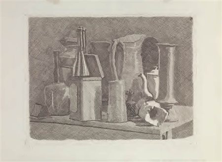 Giorgio Morandi Bologna 1890 - 1964 Grande natura morta con la caffettiera,...