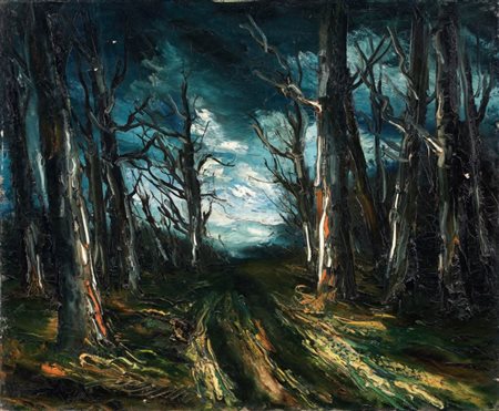 Maurice de Vlaminck Parigi 1876 - Rueil-la-Gadelière 1958 Route de forêt Olio...