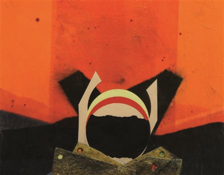ROBERTO CRIPPA (1921 – 1972) - " Sun ", Tecnica mista e collage su tavola,...