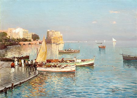 Fausto Pratella (Napoli 1888 - 1946)"Veduta del golfo di Napoli con Castel...