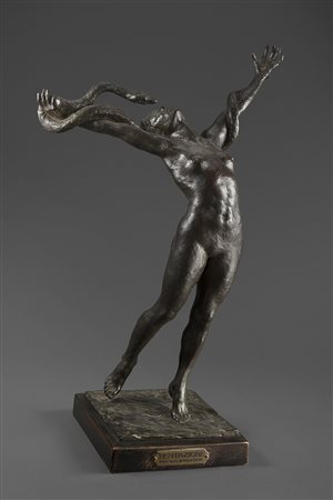 Franco Bargiggia (Milano 1889 - Sanremo 1966)"Tentazione" scultura in bronzo...