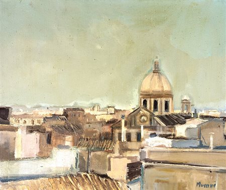 MARCELLO MUCCINI (Roma 1926-Roma 1978) TETTI DI ROMA olio su tela, cm 50x60....