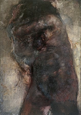 RENZO VESPIGNANI (Roma 1924-Roma 2001) NUDO IN BRUNO olio su tela, cm 100x70....