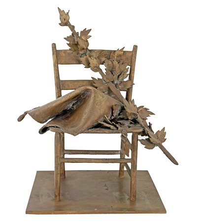 GIACOMO MANZÙ (Bergamo 1908-Roma 1991) SEDIA scultura in bronzo, cm...
