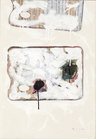 MARIO SCHIFANO (Homs 1934-Roma 1998) SENZA TITOLO serigrafia e collage...