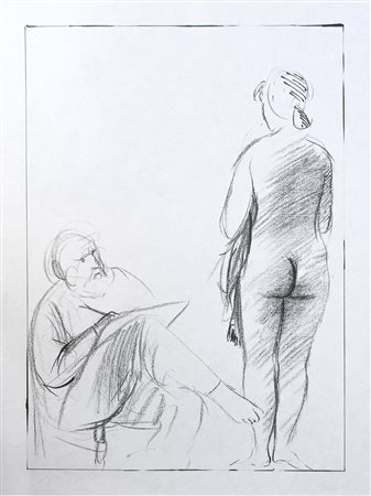 Giacomo Manzù Pittore e modella, 1966;Litografia, 66,5 x 51,5 cm, edizione...