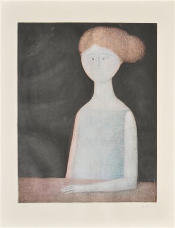 Antonio Bueno Figura femminile;Litografia a col., 58,5 x 43,5 cm Prova...