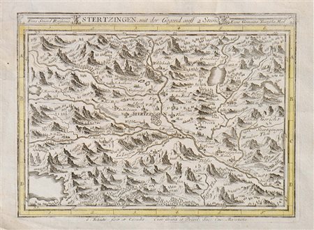 Gabriel Bodenehr Vipiteno e dintorni, 1720 ca.;Acquaforte colorata, 16 x 23 cm