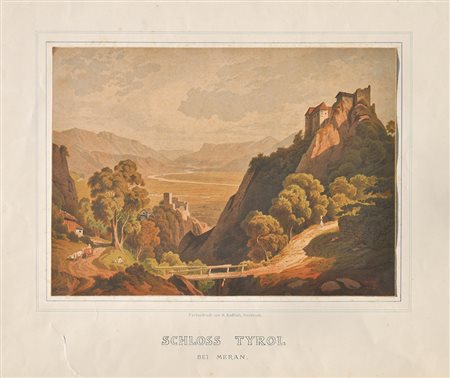 Karl Redlich Castel Tirolo presso Merano, 1870 ca.;Litografia, 23,5 x 29,7...