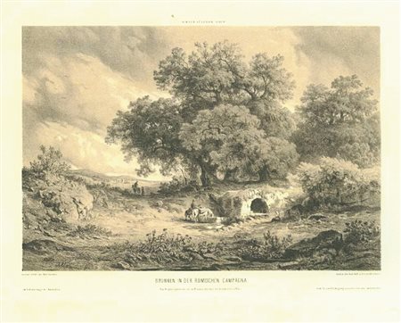 Johann (Giovanni) Varrone Fontana in Campagna romana, 1857;Litografia, 34 x...