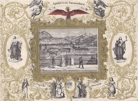 Capodanno Wilten 1848;Litografia, 16,5 x 22,3 cm, montato su carta