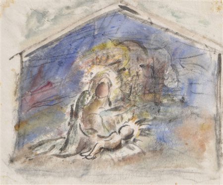 Anni Egösi (Meran/Merano 1894 – 1954) Natività di Cristo;Acquerello, 19,5 x...